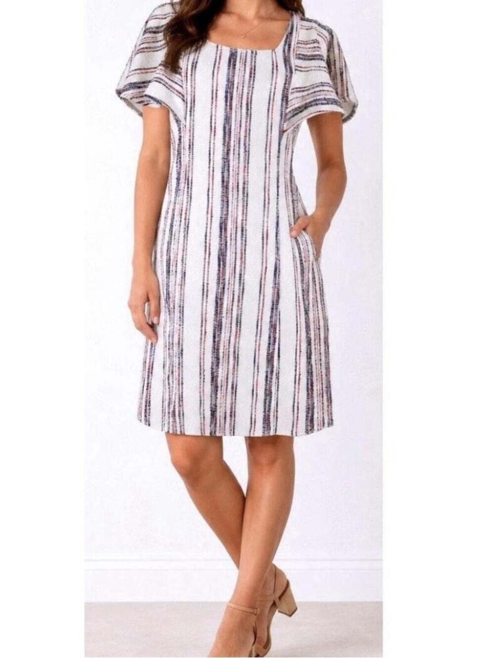 Anthropologie Akemi +‎ Kin Boho Shift Dress Womens Small Striped Flutter Sleeve